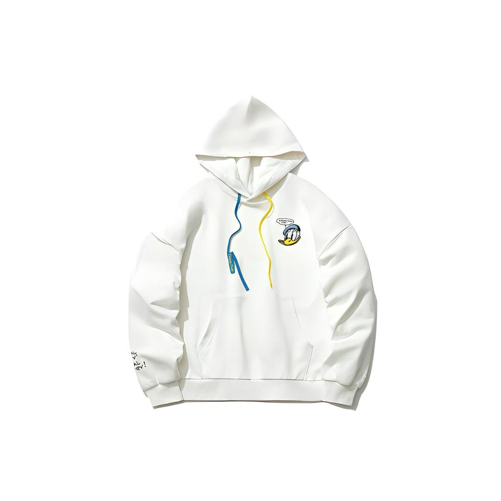 Li-Ning X Disney Donald Duck Embroidered Pullover Hoodie Women Tops White AWDR494-1