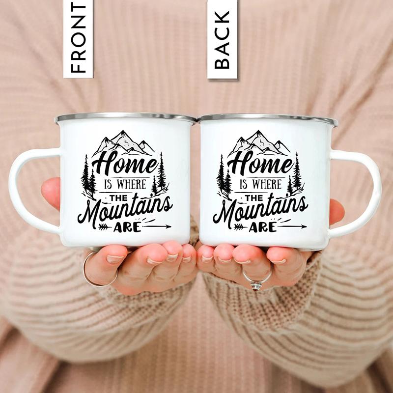 Outdoor Enamel Water Cups, Camping Mug, Campfire Party, Beer Coffee Mugs, Mountain Handle Mug, Best Gifts for Camper Lovers