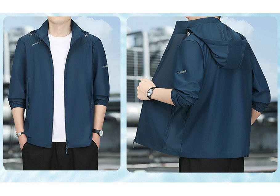 Men's Summer Hooded Ice Silk UPF50+ Sun Protection Jacket for Outdoor Fishing