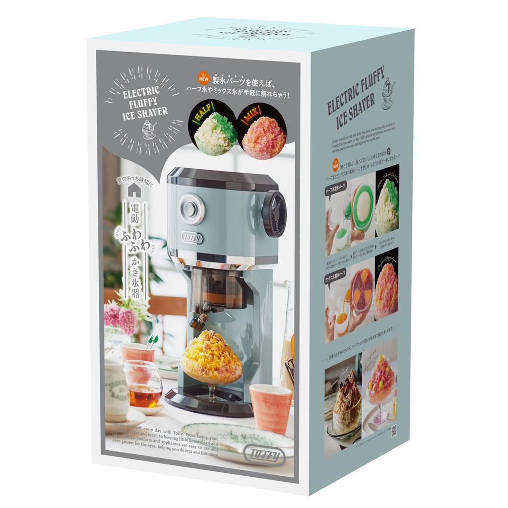 Electric Fluffy Shaved Ice Maker Authentic Shaved Flavored Half Mixed Milk Frozen Ice Cup Included [Toffy] K-IS9 (Pale Aqua) Ice, Ice, Ice, Ice,