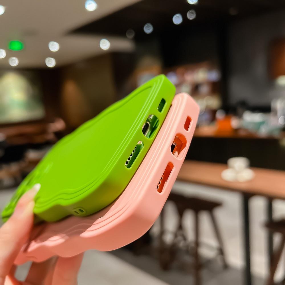 Fashion Cute Solid Curly Wave Phone Case For iPhone 16 15 14 13 12 11 Pro Max X XR XS 8 7 Plus SE 3 Soft Shockproof Bumper Cover