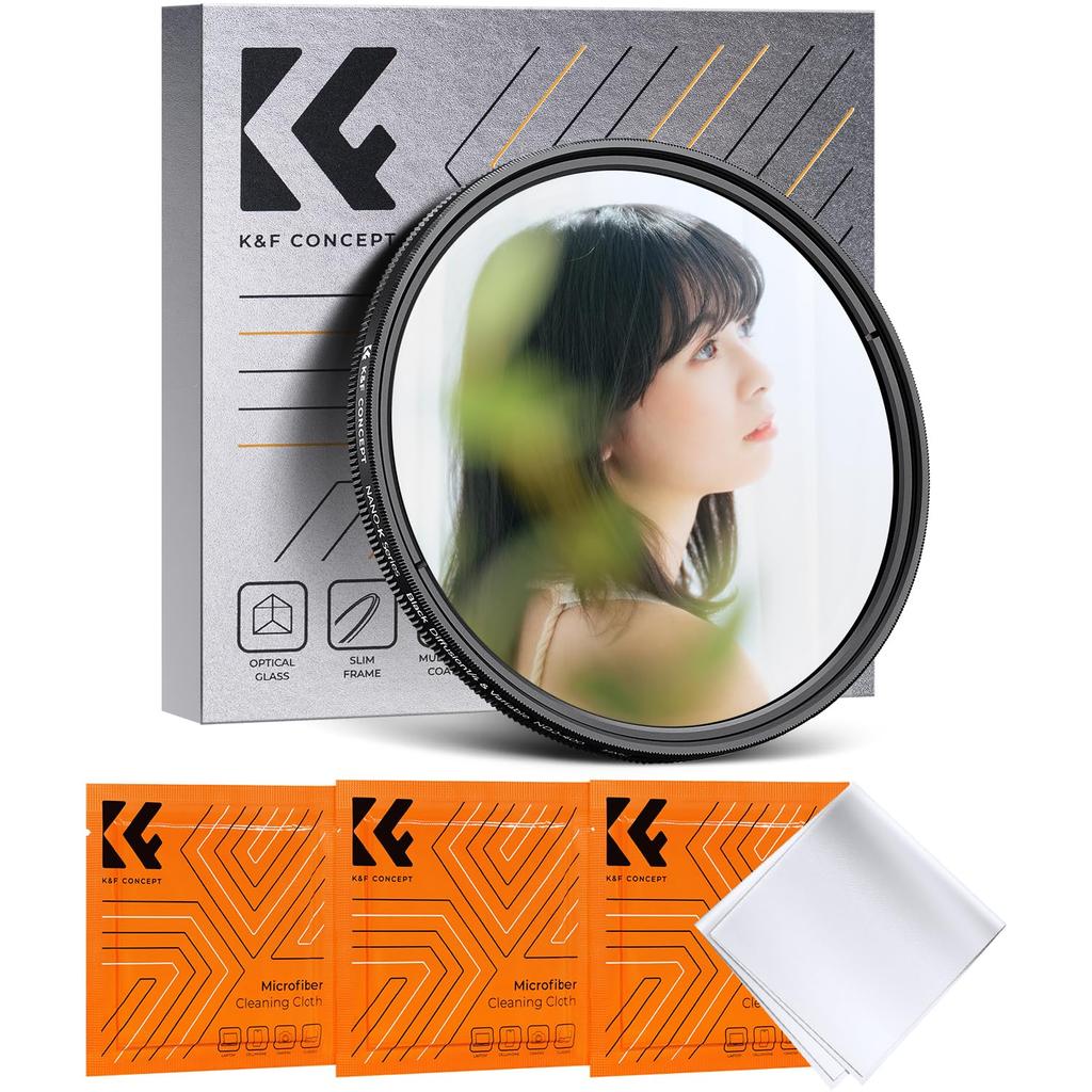 Concept 82mm Black Mist Dimming Softening Nano Variable ND Adjustable Dimming Soft Filter K&F ND2-400&CPL&1/4 Multi-function Filter, Two-in-one, +