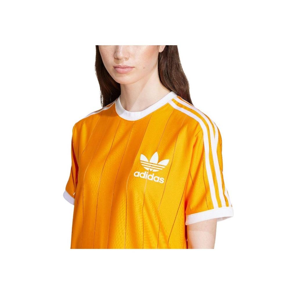 adidas Originals Adicolor Series Striped Soft Round Neck Pullover Short Sleeve T-Shirt Women T-Shirts Yellow IY7224