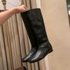 Inner Height Increase Autumn and Winter New Straight Knight Boots Square Head But Knee High Boots Western Cowboy Boots