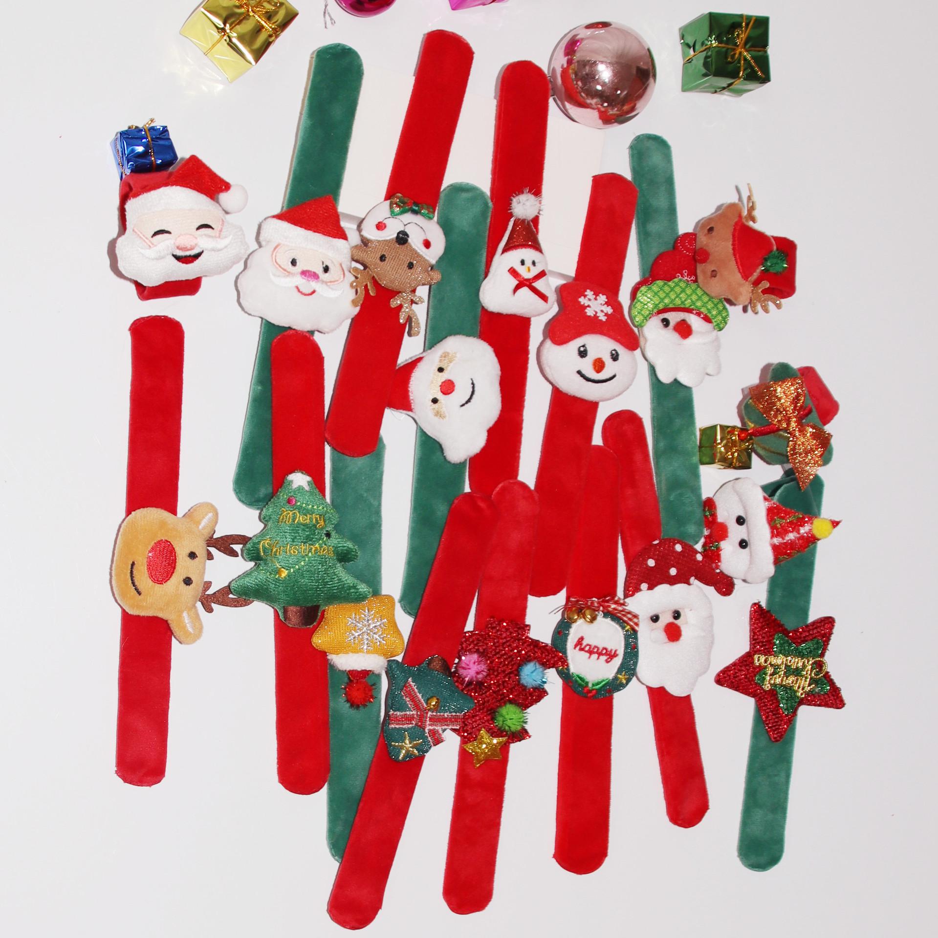 Christmas Cartoon Plush Slap Bracelet: Cute Santa, Snowman & Deer Decoration
