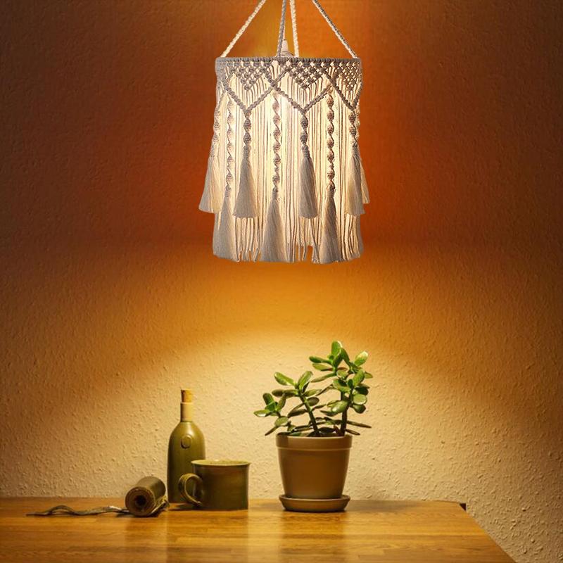 1PC Handmade Nordic Macrame Lamp Shade Natural Fiber Cord Chandelier Shade 75x30cm