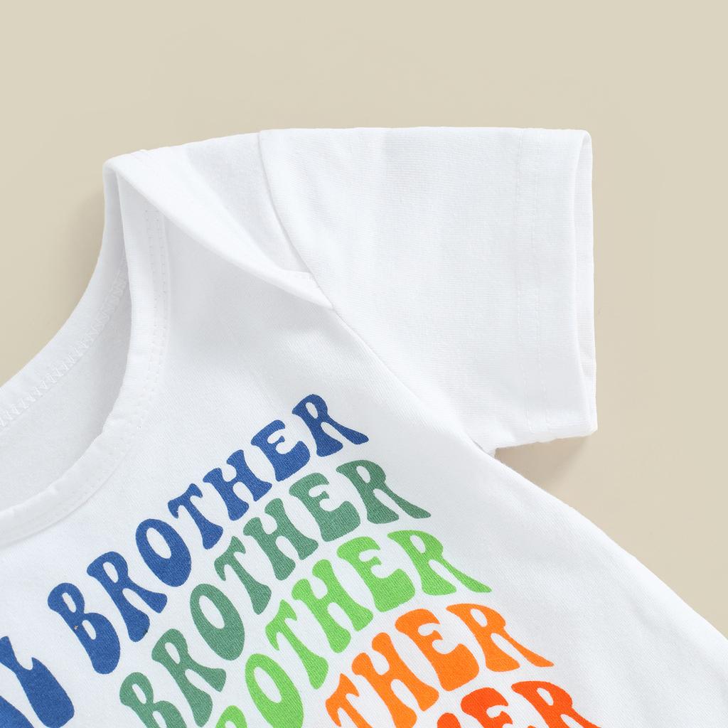 Big Sister Little Brother Outfits Short Sleeve Girl T-Shirt + Newborn Boy Romper Set Matching Clothes