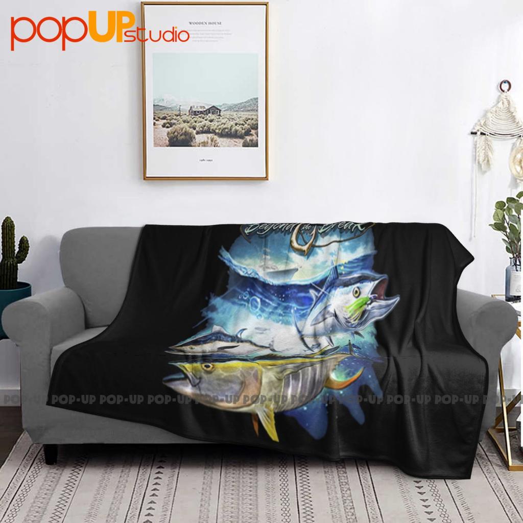 Tuna Fish Boat Boating Angler Rod Reel Off Shore Fishing Ultra-Soft Blanket Quilt Winter Sofa Cover Bed Covers