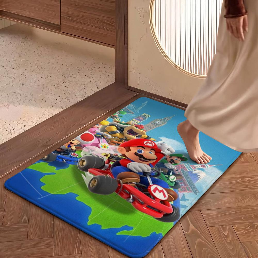 Mario Kart World Tour Theme Rug Allseason Carpet For Living Room Bedroom Office Home Decor Great Holiday Gift