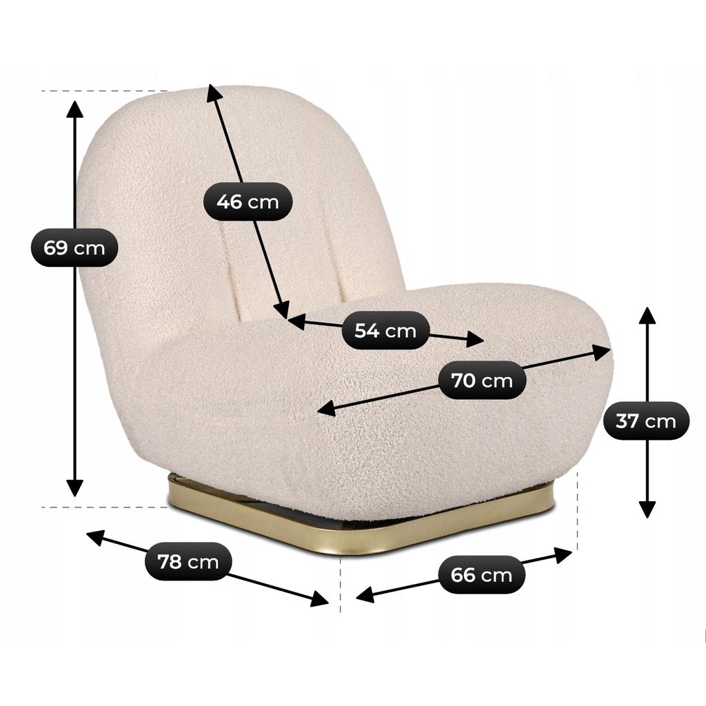 Sonny Cream Boucle Modern Swivel Lounge Chair