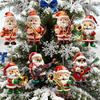 Santa Claus Christmas Ornaments 2D Flat Acrylic Hanging Ornament for Xmas Tree Cartoon Santa Car Rear Mirror Charm for Holiday Party Decor