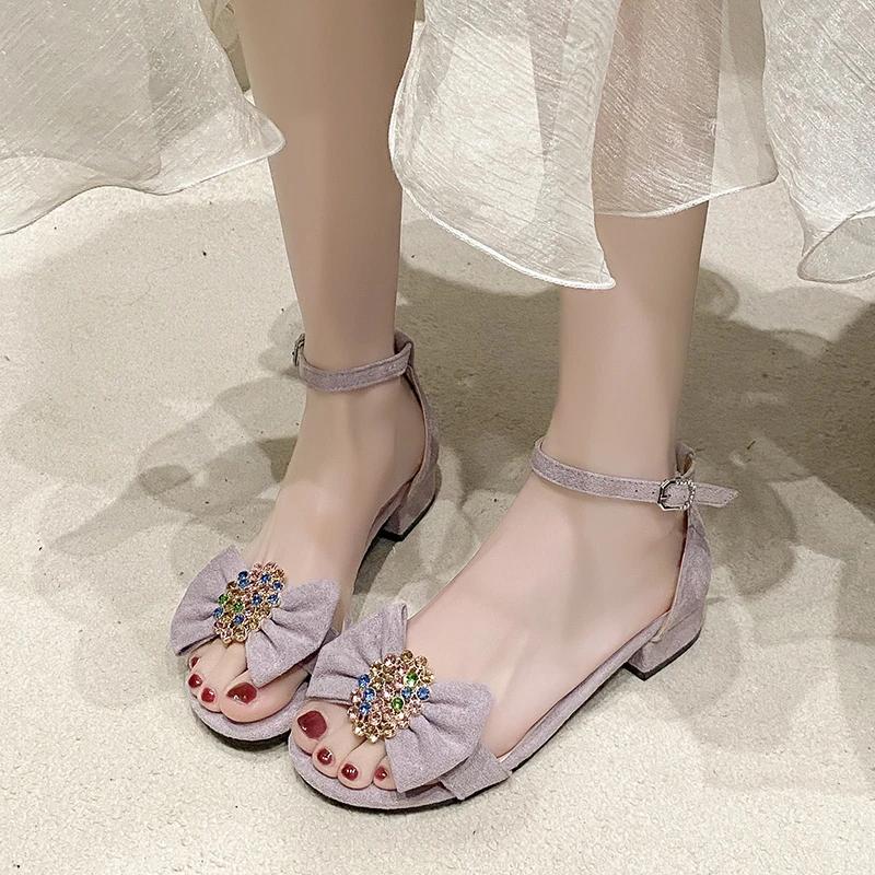 Fashion Fashion 2025 Buckle Strap Women's Sandals Summer Dress Butterfly-knot Plus Size New Crystal Best Seller Heeled Sandalszapatos