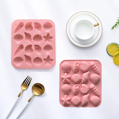 Yousheng Silikon Schokoladenform 16 Mulden Muschel Seestern Formen DIY Süßigkeiten Pudding Eisgitter Kuchenform Antihaft Wiederverwendbar Backen Kochen