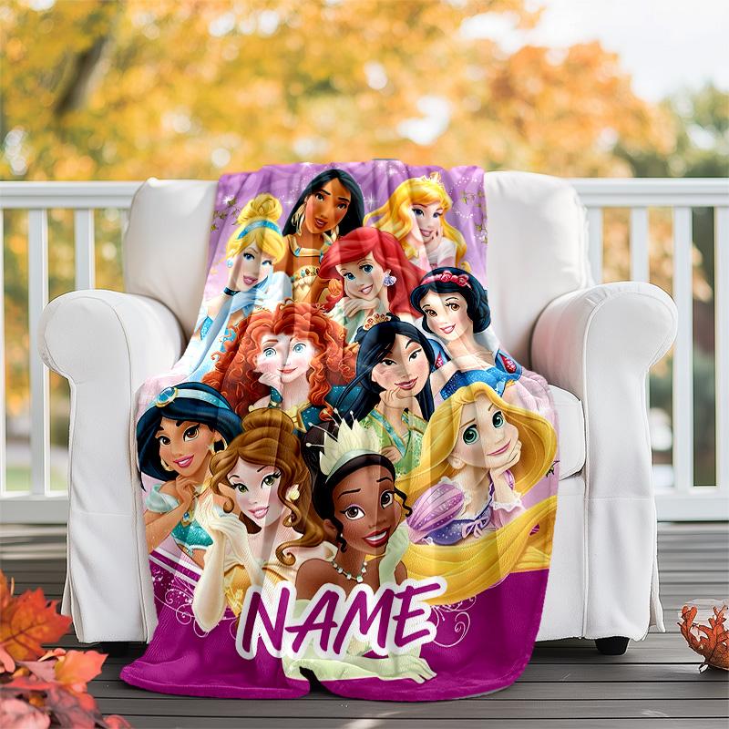 Customizable Princess Throw Blanket – Personalized Name, All-Season Cozy Snug Blanket, Machine Washable, Personalized Blanket