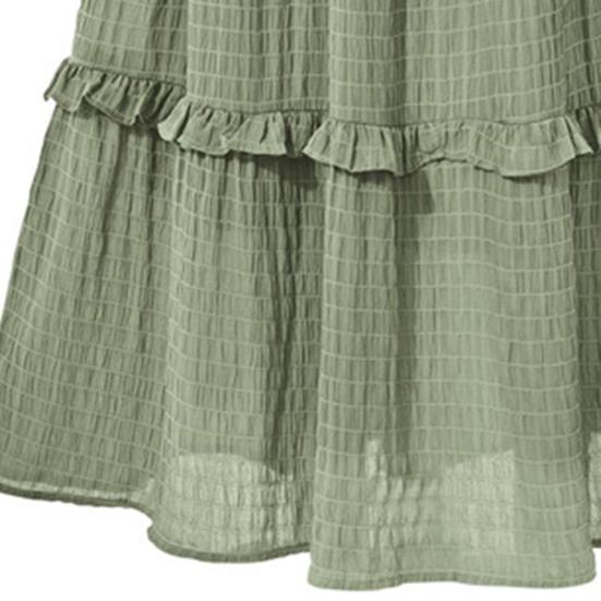 Kvinners Midi-skjørt Midje Justerbar Snøring Farge Volang Plissert Skjørt Ensfarget Elastisk Høy Søm A-linjeskjørt