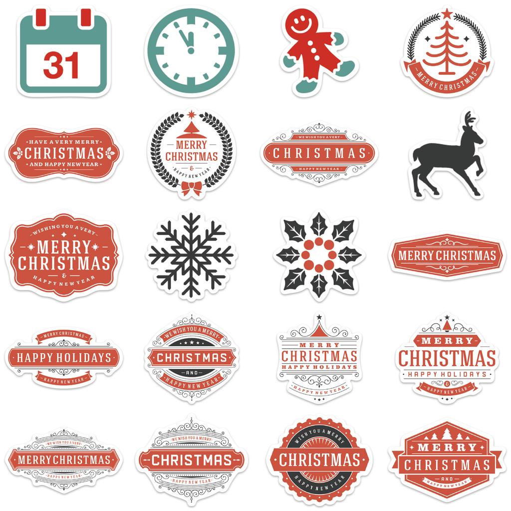 45 Cartoon Christmas Decoration Strips Doodle Stickers Suitcase Pen Guitar Notebook Waterproof Hot Holiday Stickers