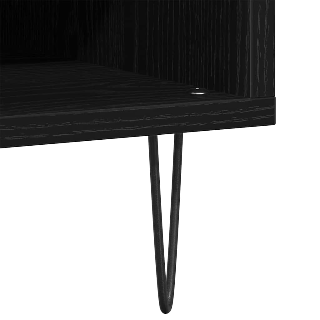 Vinyl Record Cabinet Black Oak Effect 85 x 38 x 48 cm