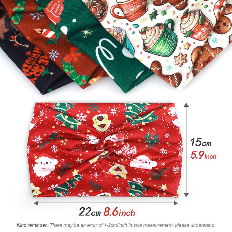 Extra breites Weihnachtskopfband: Weihnachtsmann, Baum, Schneeflocke, Lebkuchen-Designs