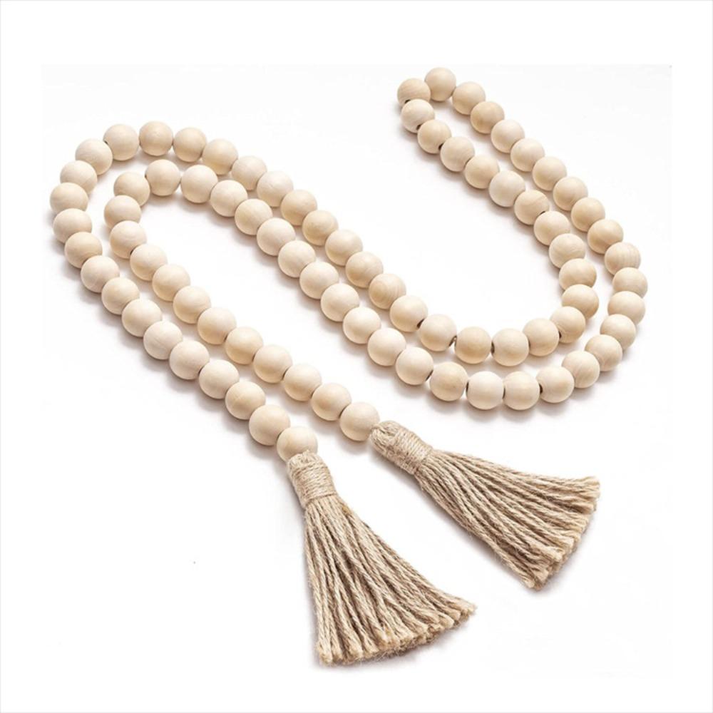 DIY Handmade Jewelry Accessories Log Color Wood Beads Hemp Rope Fringed String Home Decoration Pendant Handicraft Decoration