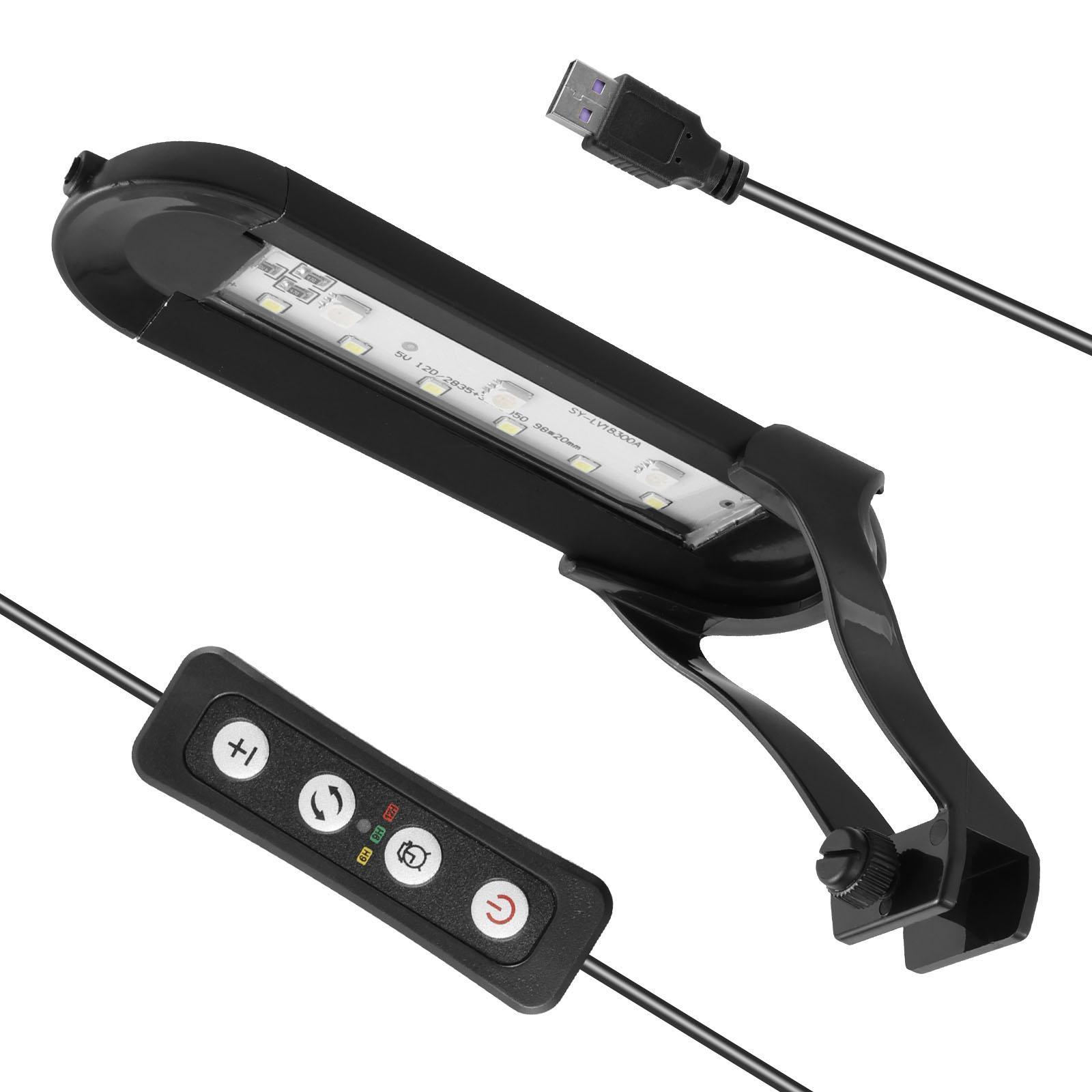 

USB-светильник для аквариума, регулируемый светодиодный водонепроницаемый светильник с зажимом и дистанционным управлением, освещение для аквариума с рыбками