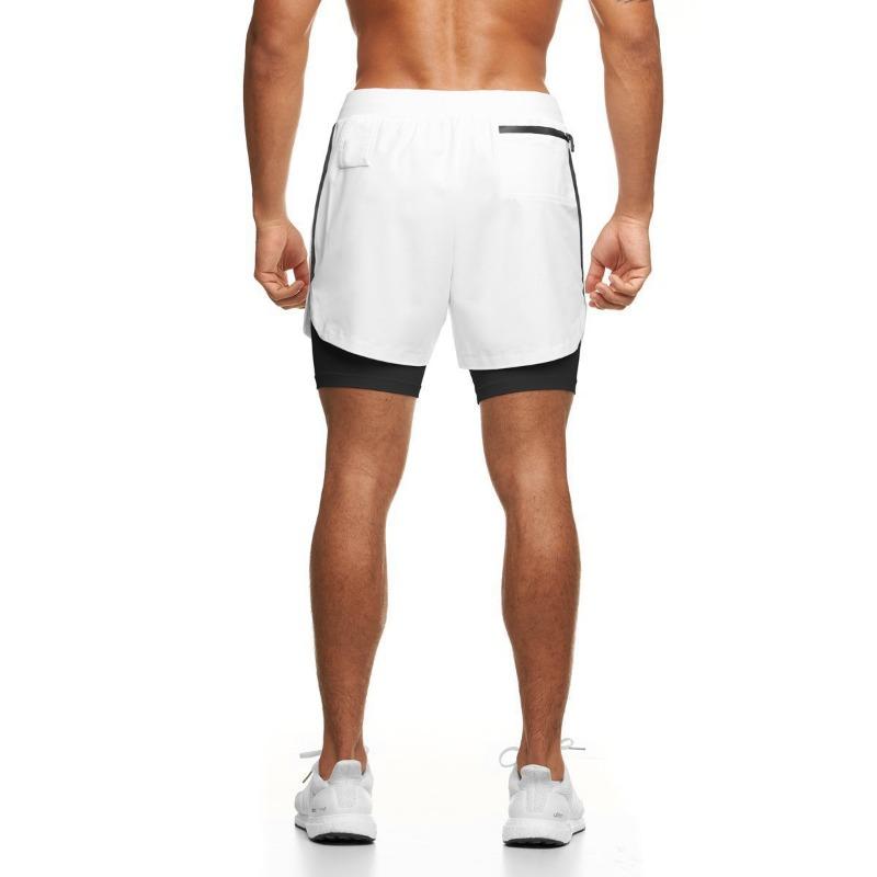 Running Sports Anti Awkward Shorts Summer Sports Fitness Double-layer Quick Drying Pants Men's Five Quarter Pants Shorts Men’s