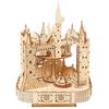 Hallisun Adult 3D Wooden Puzzle with Music Magic Castle Rotating Train Building Model DIY Assembly Mechanical Building Craft for Boys and Girls