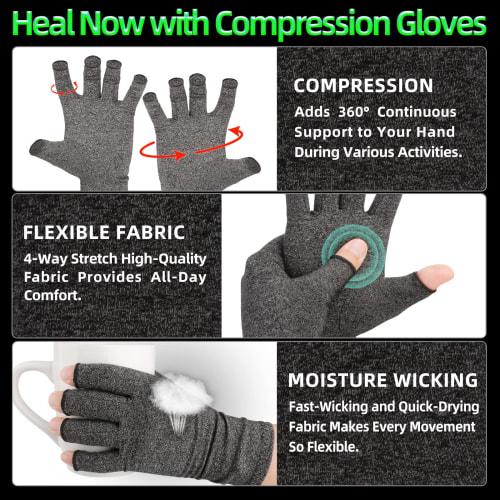 LetsLife Unisex Compression Gloves, Comfortable Fit, Fingerless Design, Breathable Quick-Drying Fabric, Fatigue Relief and Joint Support