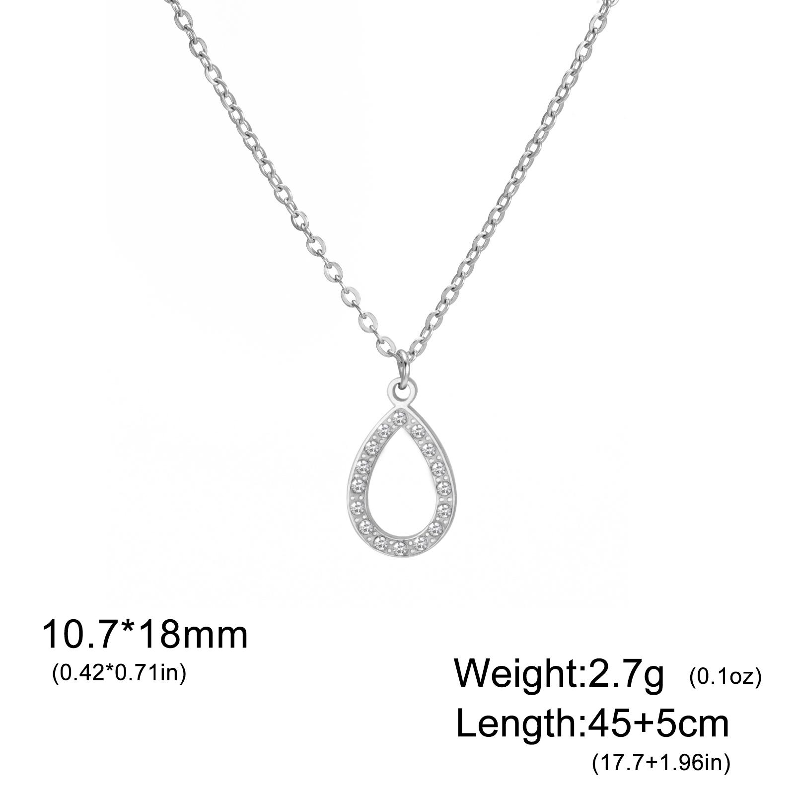 Lemegeton Clear Zircon Water Drop Pendant Necklaces for Women Girls Stainless Steel Gold Color Jewelry Party Wedding Gift