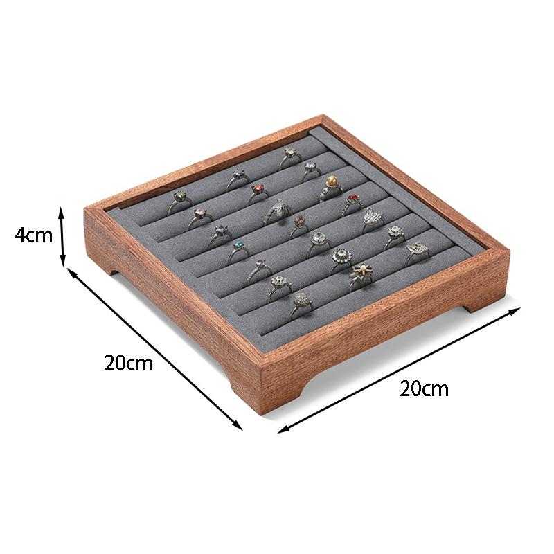 Wooden Jewelry Display Tray Large Capacity Ring Storage Trays Counter Earring Organizer Display Props Jeweler Jewelry Tray