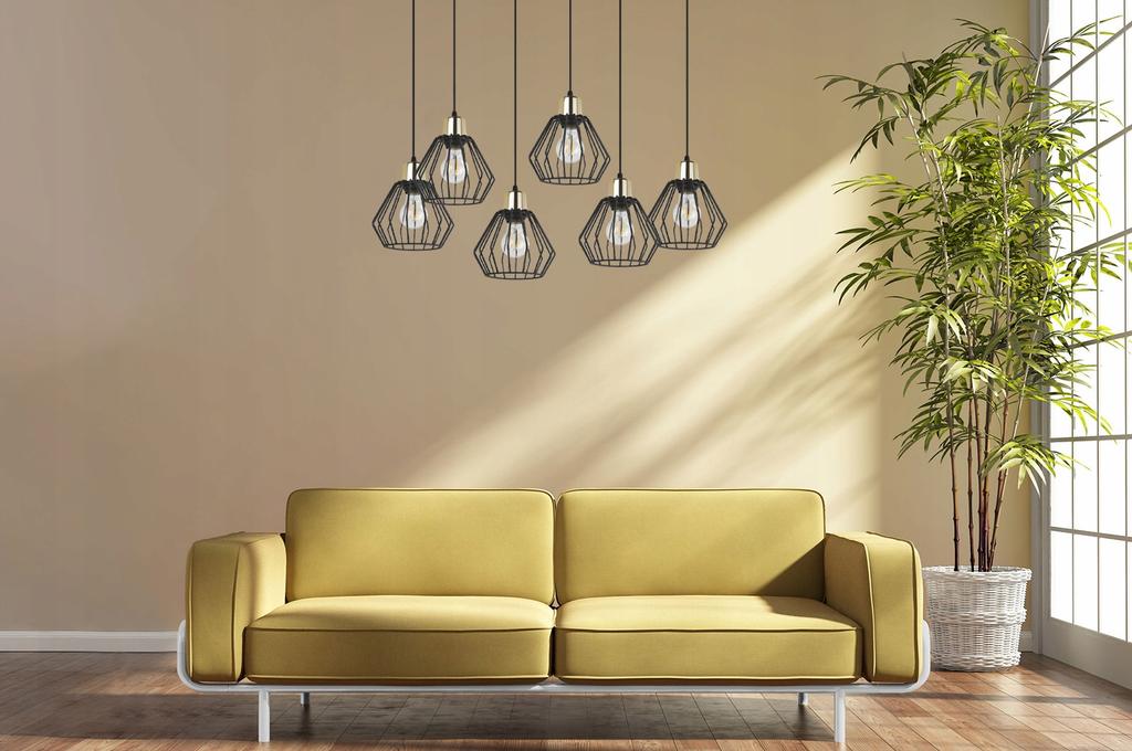 Hanging Lamp, Ceiling Chandelier, Wire Shade, Led