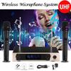Black/Gold UHF Professional Wireless Microphones System  2Channel LCD Dual Cordless Handheld Mic Karaoke KTV Stage Party Speech