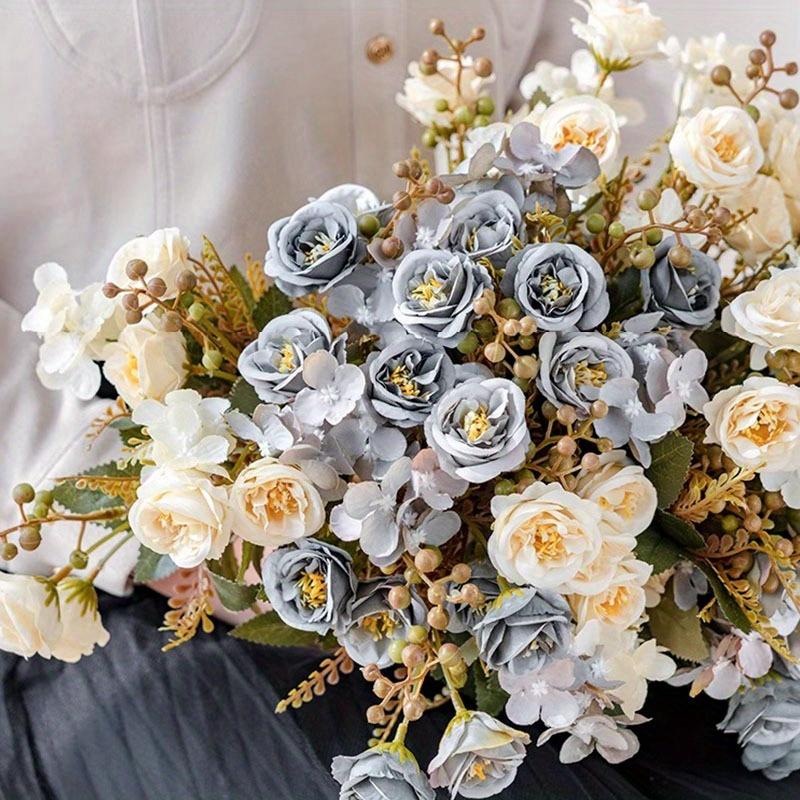 1Pc Artificial Flowers French Rose Small Bunch Flowers for Outdoor Patio Garden Wedding Home Decor Accessories