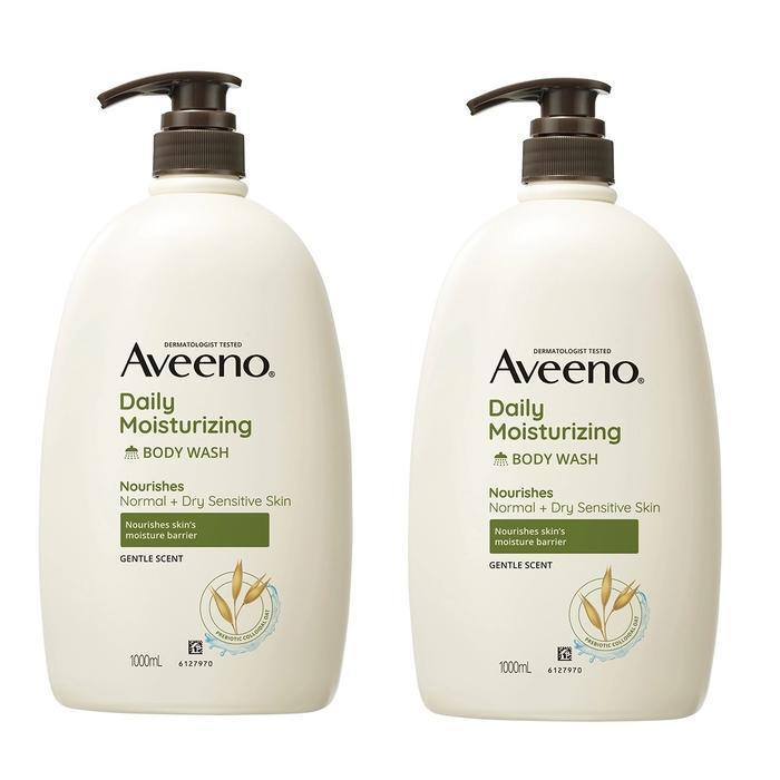 Aveeno Daily Moisturizing Unscented Body Wash 1L x 2 Moisturizing, Mild, Hypoallergenic, Sensitive Skin Body Care (42798867)