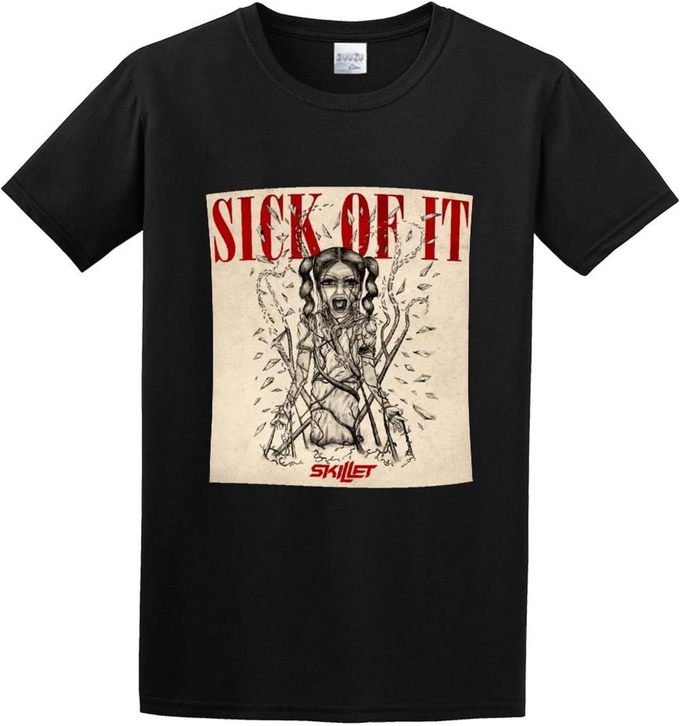 Summer Men T-Shirt Round Neck Pure Cotton Men T-Shirt Skillet Sick of It T-Shirt