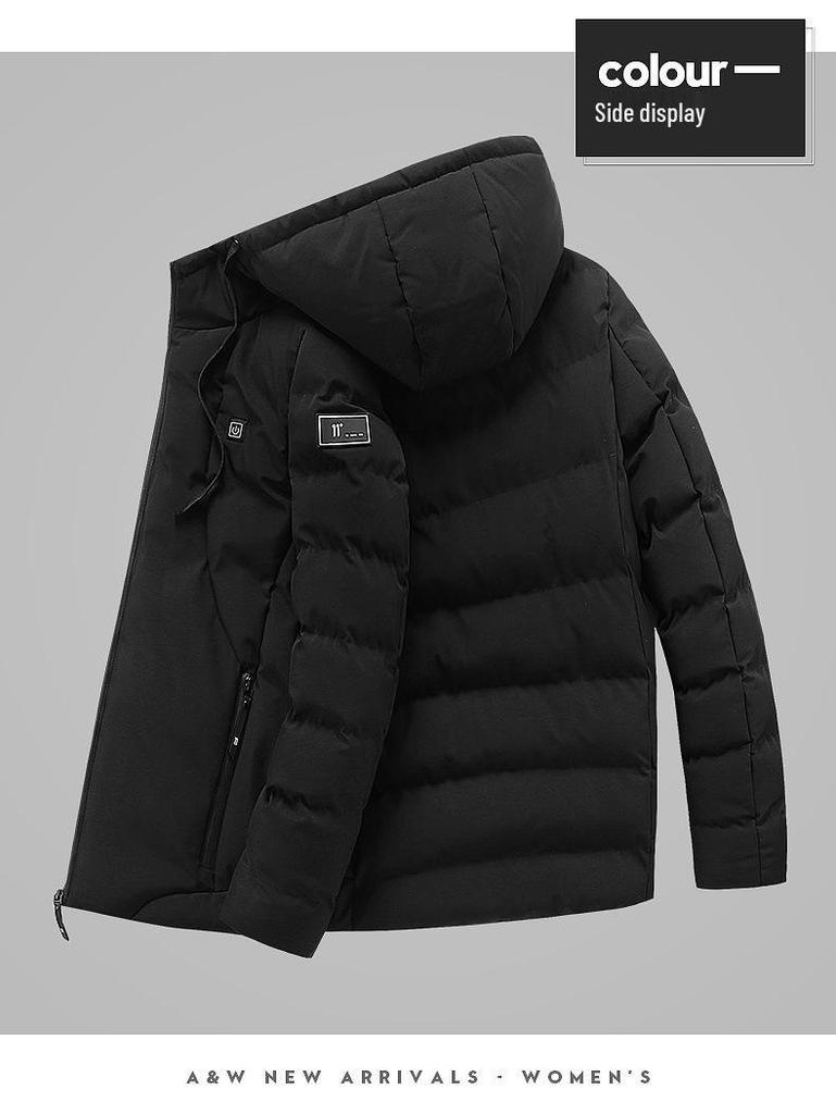 Heated Cotton Coat: Smart Electric Hooded Winter Jacket for Men