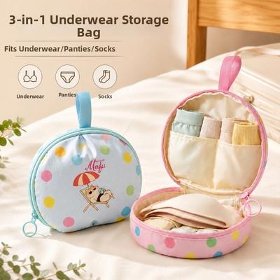 Portable Underwear Storage Bag Cartoon Lightweight Lingerie Organizer Pouch Durable Divided Grids Socks Organizer