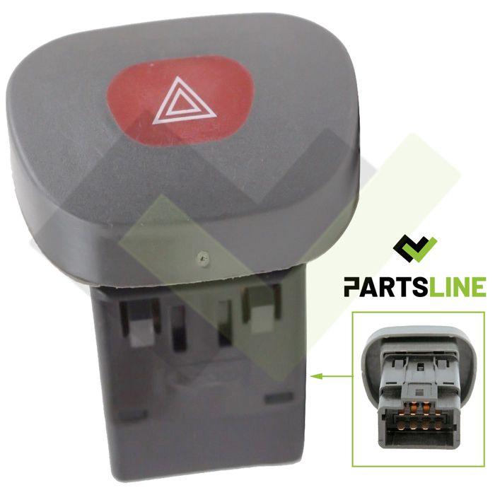 

Interrupteur Bouton Poussoir Gris de Warning Feux de Détresse compatible avec CLIO II Phase 1 et THALIA I - 252904482R 7700421820