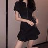 European Station Summer New Han Fan Lazy Wind Fishtail Dress Social Women's Small Black Dress Hepburn Dress Women