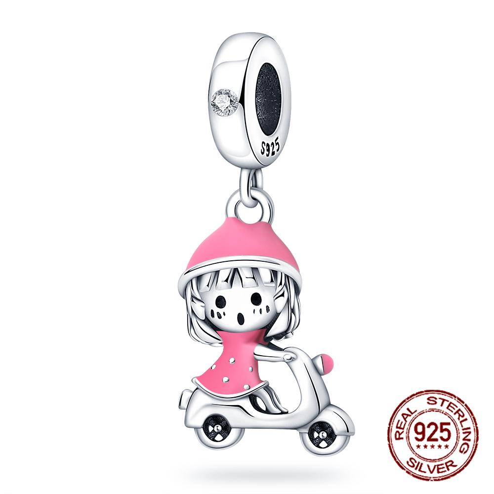 925 sterling copper boys and girls lovers pendant charms Fit 4MM hole diameter bracelet charm beads necklace Diy female Zircon