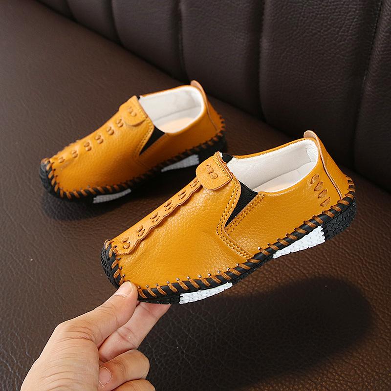 

Детская кожаная обувь для мальчиков в английском стиле, модная детская повседневная обувь с шитьем, осенние кроссовки из искусственной кожи с мягкой подошвой, слипоны 30