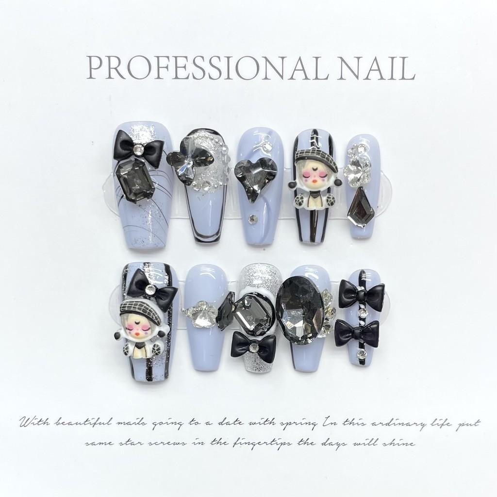 

Doll Artificial Nail Love French Sweet Cool Manicure Wearable Nails M