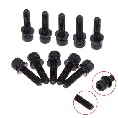 New 4/10Pcs Garden Power Tools Hardware Fasteners M5*20mm Hexagon Socket Bolt With Spring Pad And Flat Pad