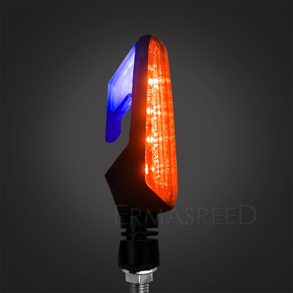 Pair Motorcycle LED Turn Signals ABS Plastic Amber Flashing Off Road Warning Lamp DRL Indicator Blinker for Motorbike