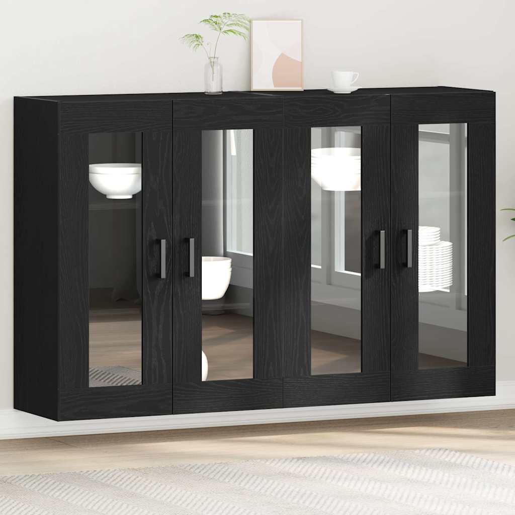 Wall Cabinets 2 pcs Black Oak Effect 69.5 x 34 x 90 cm