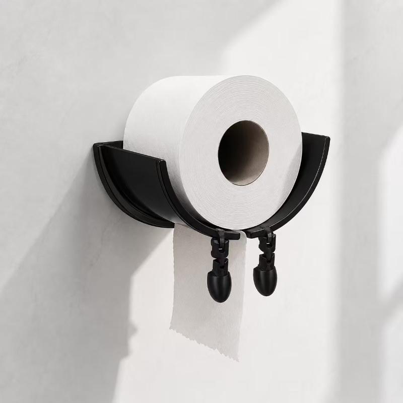 Creative Wall Mounted Waterproof Black Toilet Paper Holder Easy Install For Bathroom Decor