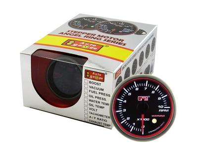 AUTOGAUGE RSM52 Tachometer Angel Ring Black Face White LED with Warning Function 52mm 52AGTA-RSM