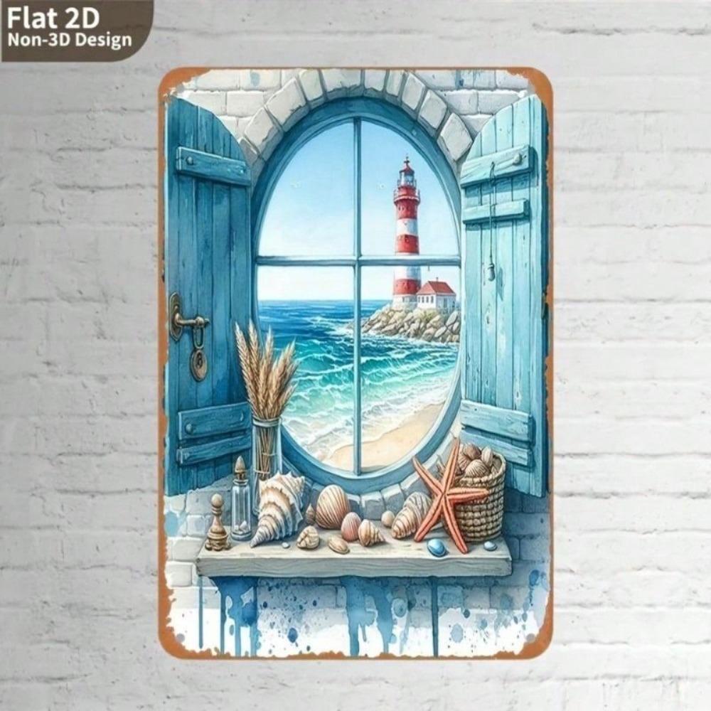 Vintage Metal Sign Lighthouse Nautical Wall Decor Bar Cafe Home Ornament