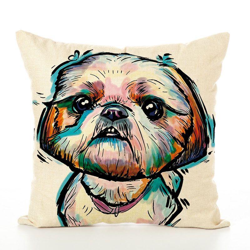 Pet Cute Dog Pillow Case Throw Pillow Cover Sofa Cushion Cover Home Office Decor