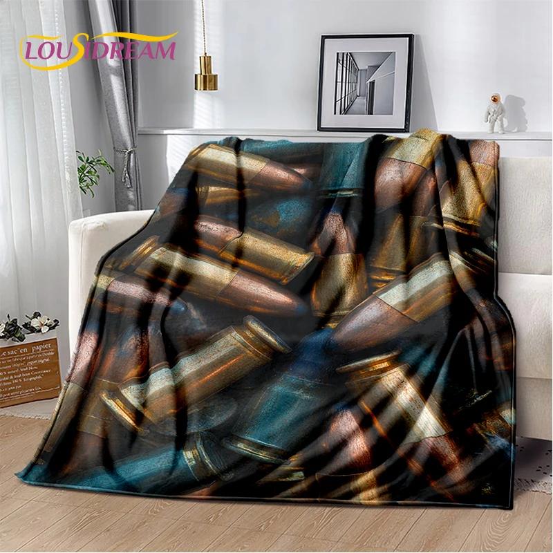 29 Style Retro Guns Pistol Ammunition Bullet Cartridge AK M4 Soft Flannel Blankets,Throw Blanket for Picnic Beds Sofa Bedroom