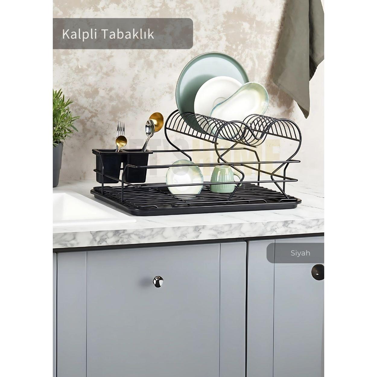 

2 Tier Dish Rack Countertop Plate Rack BPA FREE Dish Basket with Heart